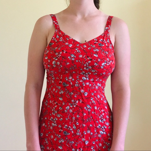 Red Floral Summer Mini Dress - Picture 2 of 3